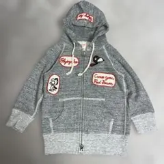 DENIM DUNGAREEスヌーピーワッペン100ダブルジップパーカーグレー