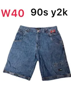 90s Bugle Boy バギー デニムショーツ W40 刺繍 変則ポケ