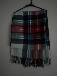 チェック柄マフラー マルチカラー フリンジ付き