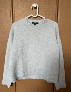 UNIQLO スフレヤーンクルーネックセーター　 ライトグレー Sサイズ