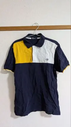 FRED PERRY ポロシャツ S ネイビー/イエロー