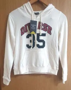 未使用タグ付き レディース 長袖ロゴパーカー M アイボリー