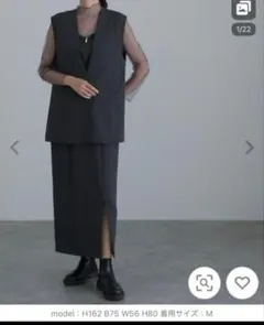 ミモレ丈＆袖ありフォーマルジレ付きオケージョンドレスワンピース