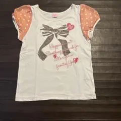 メゾピアノ 140 リボンプリントTシャツ