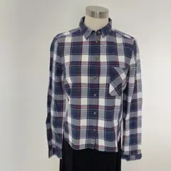 Top Shop チェック柄 長袖シャツ ネイビー38サイズのサムネイル