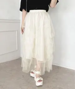 après jour アイボリー フレアロングスカート