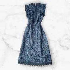新品✨️ ZARA 総レースフリルノースリーブワンピース　宇垣アナ着用　結婚式　Mのサムネイル