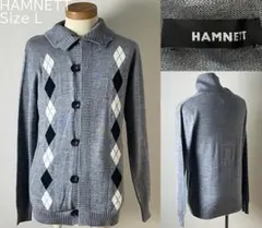 ★HAMNETT ハムネット アーガイル ボタンカーディガン 長袖 ニット Lのサムネイル