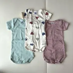 プチバトーロンパース3枚セットベビー肌着67cm