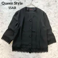 【大きいサイズ】ブラックフォーマル サマージャケット ブラウス 袖裾レース透け感