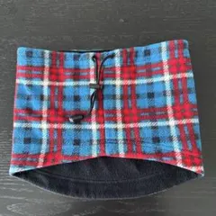 フリースネックウォーマー 赤と青のチェック柄