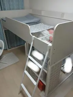 【千葉県　引き取り限定】子ども　収納付きロフトベッド ホワイト　秘密基地