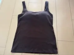 GU カップ付きリブタンクトップ ブラウン M