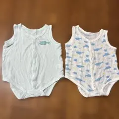 魚柄 ベビー肌着 12-18ヶ月 2枚セット　80 夏向き　メッシュ肌着