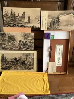 平山郁夫「平成洛中洛外図」素描画 6枚セット 工芸画 2007年 額縁付き
