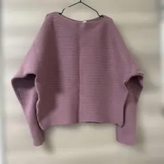 GLOBAL WORK リブ編み長袖ニット パープル