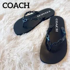 【極美品】コーチ　COACH トングサンダル ブラック ビーチサンダルのサムネイル