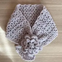 ハンドメイド☆かぎ針編み フラワーモチーフ ミニマフラー パープル系