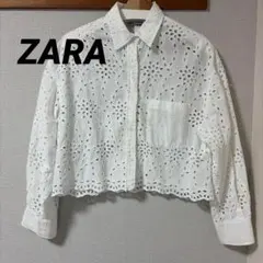 ZAPA 花柄レースホワイトシャツ ショート丈　Mサイズのサムネイル