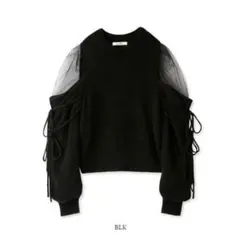 snidel スナイデル シースルーショルダーニットプルオーバー ブラック