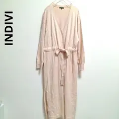 INDIVI　ロングニットカーディガン　ガウン　ニットワンピース　大きいサイズ