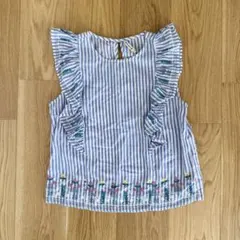 Stradivarius ストライプ 刺繍 フリル ノースリーブのサムネイル