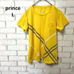 prince 半袖　スポーツウェア　テニス　黄色　メッシュ　胸ポケット　L