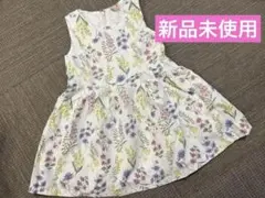 【新品】petit main フラワープリント ワンピース 100㎝