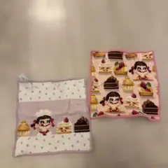 ラブラリー フェイラー ペコスマイルケーキ ハンカチ 不二家 ペコちゃん 2点