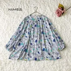 ニーム　リバティプリント　ギャザーブラウス　手洗い可