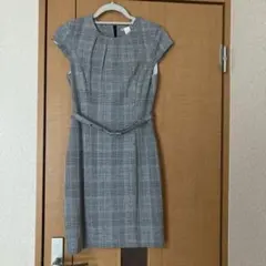 H&M グレー チェック柄 半袖 ワンピース EUR 36