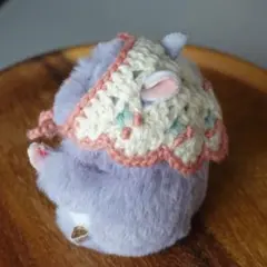 【お耳穴アリ】　ぬいぐるみ用　チェリー柄バブーシュカ　コーラルピンク