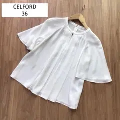最終値下げ！CELFORD セルフォード　フレアスリーブブラウス　ホワイト　36のサムネイル