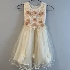 アイボリー 花柄刺繍ドレス 120 130 発表会　コンクール