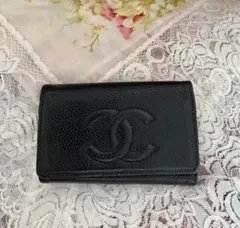 CHANEL キャビアスキン　キーケース　ギャランティカード付き♡