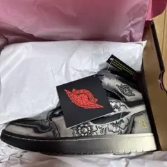 Air Jordan スニーカー 花柄 グレー/ブラック