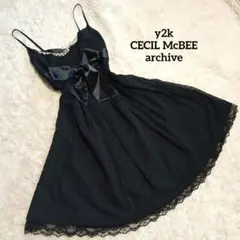 CECIL McBEE ミニワンピース 黒 白 ストライプ 平成 姫ギャル - メルカリ