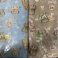 テディベア 薄いオレンジ ギンガムチェック柄 カーテン レースカーテン