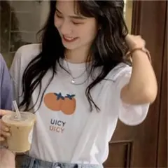 レディース 半袖 Tシャツ シンプル ロゴ トマト 可愛い 韓国 ルームウェア