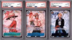 【PSA10】ワンピース　ウエハース　ルフィ　キッド　ロー　三船長　3連番 PSA10】ワンピース ウエハース ルフィ キッド ロー 三船長 3連番