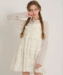 w closet【25AW】立体レースミニキャミワンピース