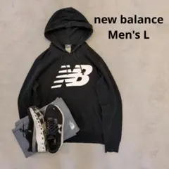 ニューバランス NBロゴ プルオーバース ウェットパーカー ブラック メンズL