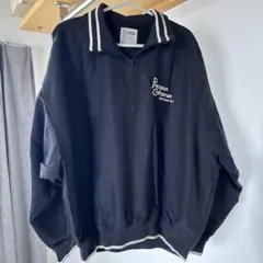 JaVa リブラインロゴ刺繍ハーフジッププルオーバー Lサイズ