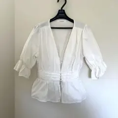 最終お値下げ　AS KNOW AS PINKY 五分袖デザインブラウス