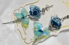 クリスタルローズのピアス ディップアート