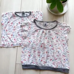 プチバトー 船柄プリント半袖Tシャツ 70cm＆100cm 2枚セット