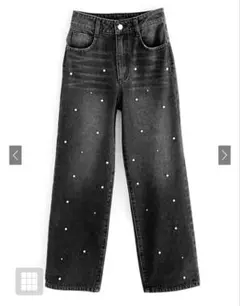 【美品】GRL フリージア　パールストレートデニムパンツ（cu457）