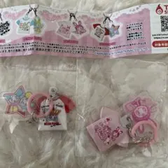Mezzo PianoTシャツめじるしチャーム　レッドホワイトうすピンク　ガチャ