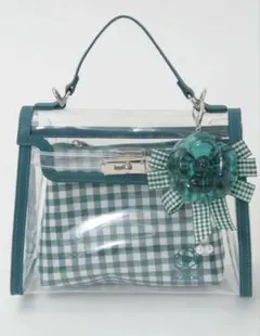インゲボルグ　INGEBORG PVC*シアーギンガムショルダーバッグ　グリーンのサムネイル