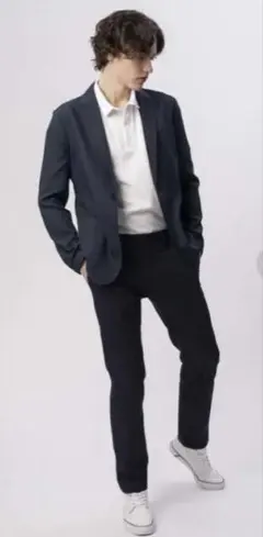 ラコステ ニットテーラードジャケット ダークブルー　52Ｌ